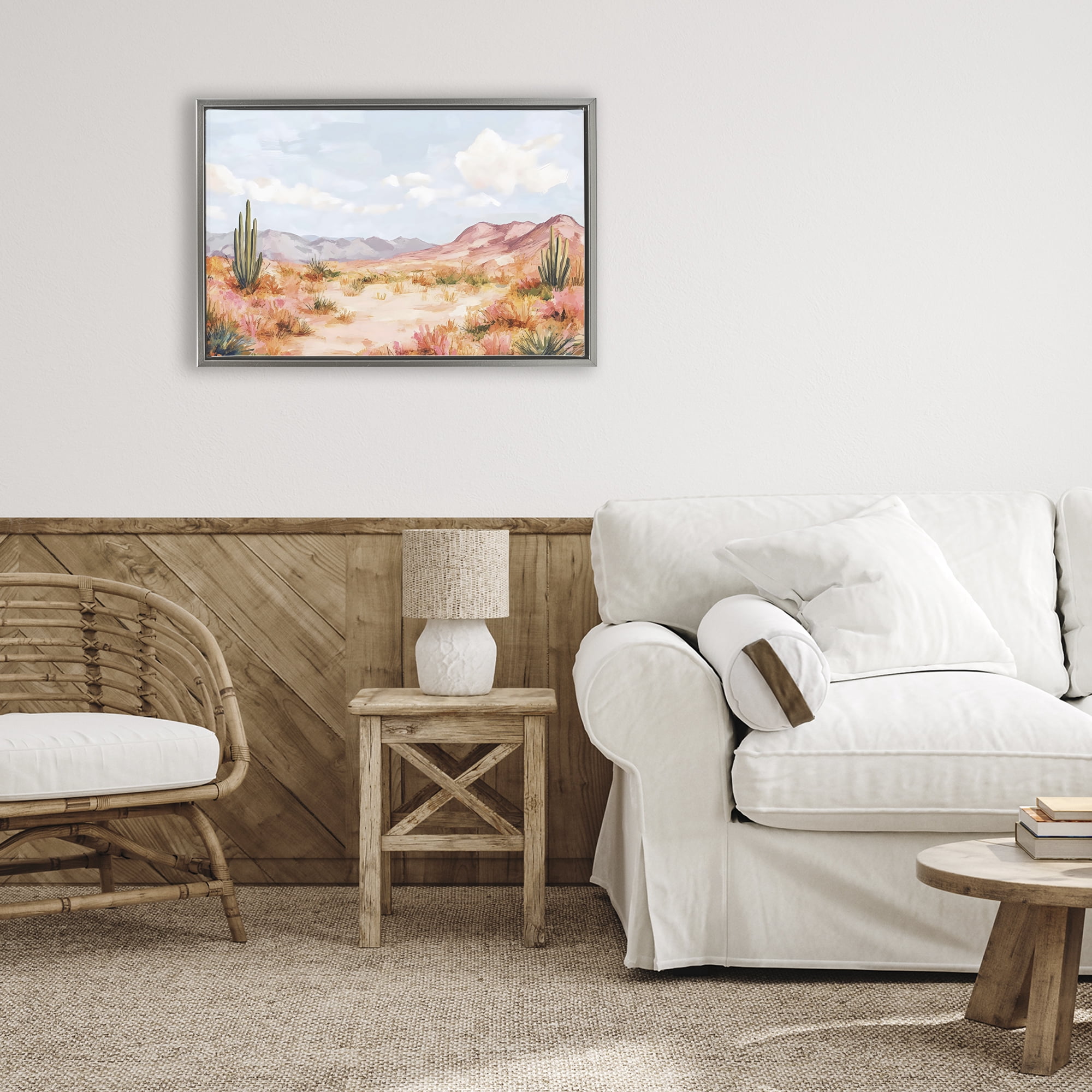 Stupell Industries Pastel Desert Dream Sunset Gray Framed Floater Canvas Wall Art, design by Creative Studio