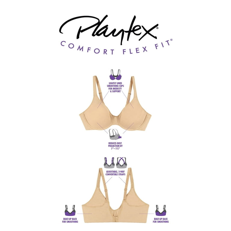 Playtex Comfort Flex Fit Ultimate Smoothing Cotton Comfort Underwire Bra,  494B 