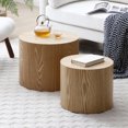 thumbnail image 2 of Nesting Coffee Table Set of 2, Modern Round Coffee Table with Non-Slip Feet, Wooden Circle Accent Tables for Small Spaces Living Room Bedroom Balcony Office Accent End Side Table, 2 of 7