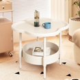 thumbnail image 6 of 2-Tier Flower Shape End Table Modern Side Table，Coffee Table Double Layer Table with Storage Small Decorative Side Table Easy to Assemble for Small Spaces Bedroom Office Living Room, 6 of 11