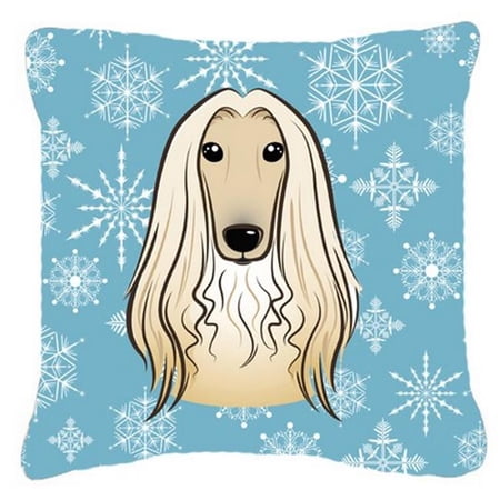 Winter Snowflake Dog Face Design Fabric Decorative Pillow