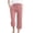 B-Pink, variant on Womens Plus Size Capri Pant Cotton Linen Solid Color Drawstring Elastic Loose Pants Straight Wide Leg Trousers With Pocket A-Black