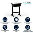 thumbnail image 3 of Flash Furniture Billie Open Front Adjustable Student Desk with Book Box and Bag Hooks, Black/Gray, 3 of 18