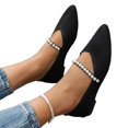 thumbnail image 6 of Willtoo Womens Knit Mesh Pointed Toe Flat Shoes Pearl Strap Mary Jane Slip On Sneakers Breathable Lightweight Casual Ballet Flats, 6 of 6