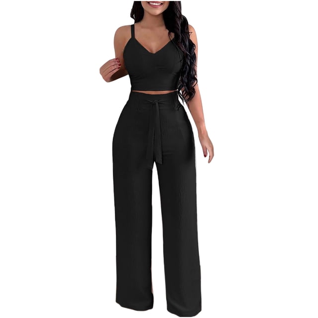 Ensemble Deux Pièces pour Femmes Ensemble Décontracté Mode Pantalon Large en Coton et Lin