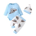 thumbnail image 3 of Byoo Koala Print New Born Girls Outfits Long Sleeve Crew Neck Onesies Pants Hat 3PCS Baby Clothes Set Soft Daily Outfits Set, 3 of 7
