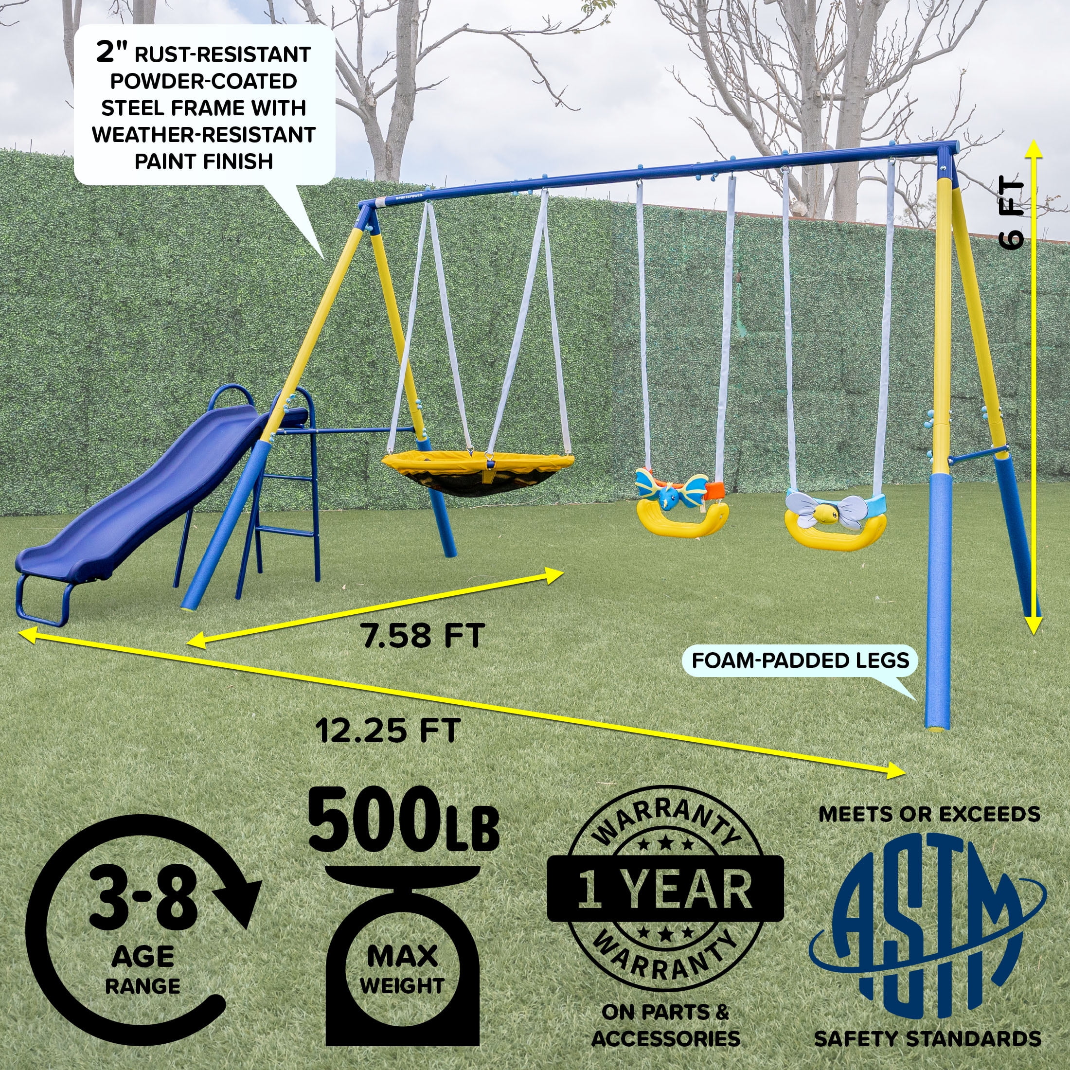 Sportspower Super Flyer Swing Set with 2 Flying Buddies