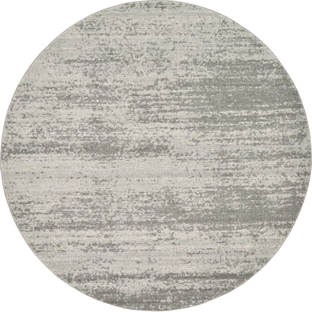 Unique Loom Del Mar Collection Contemporary Transitional Round Rug, 8 Feet, Gray/Beige