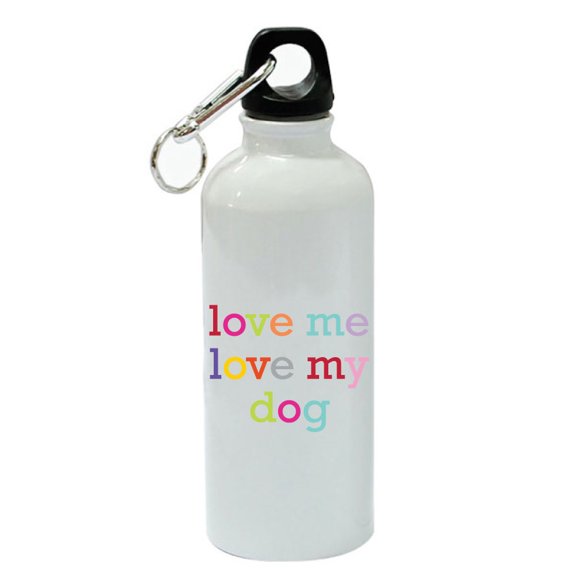 Love Me Love My Dog White Aluminum Sports 20 oz Water Bottle