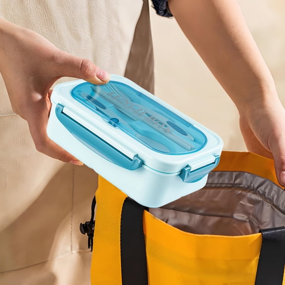 Eespoir Compartment Insulation Lunch Box, Microwave Lunch Box Student Box, For Girls At Work Office, Thermal Food Carrier, Leak Proof, Meal Prep, Portable(Blue)