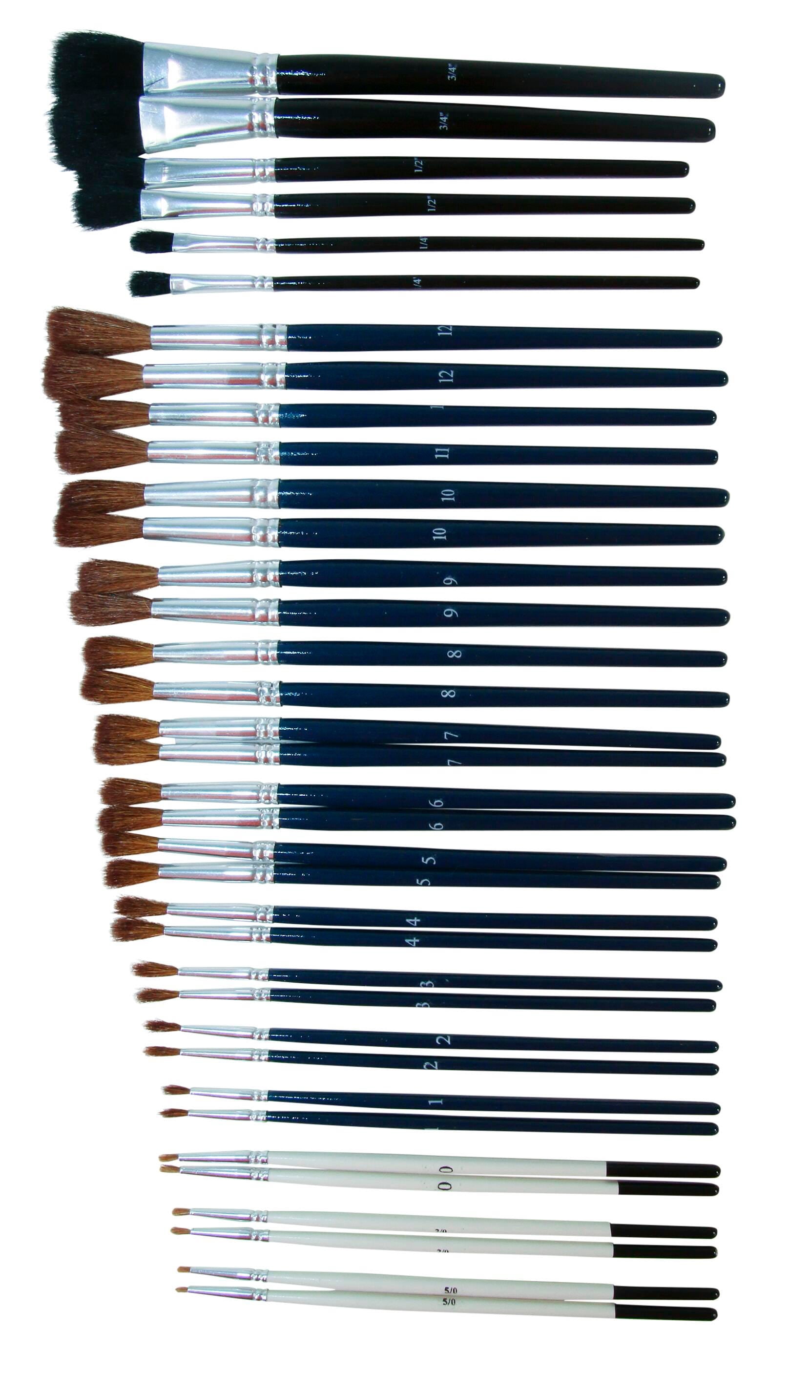 Jack Richeson Spotter Camel Hair Watercolor Paint Brush, Pack of 36