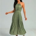 thumbnail image 3 of QUYUON Halter Dresses for Women Casual Backless Sleeveless Midi Dress Polka Dot Printed Back Zipper Summer Halter Neck Maxi Long Dresses Pleated A-Line Flowy Dress, 3 of 9