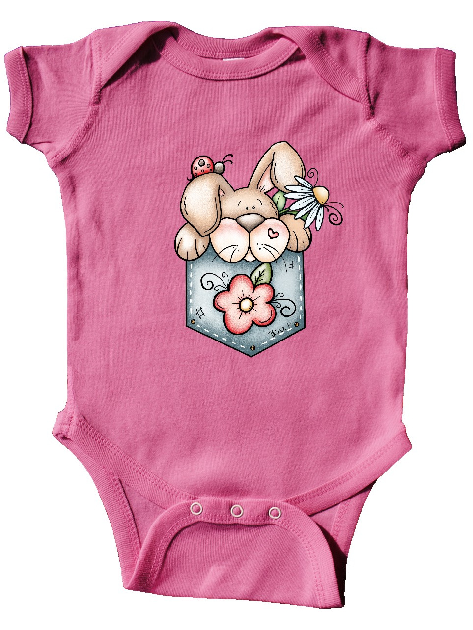 INKtastic Jean Pocket Bunny Rabbit Infant Creeper
