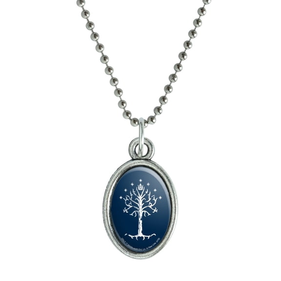 Lord of the Rings Tree of Gondor Antiqued Oval Charm Pendant with Chain