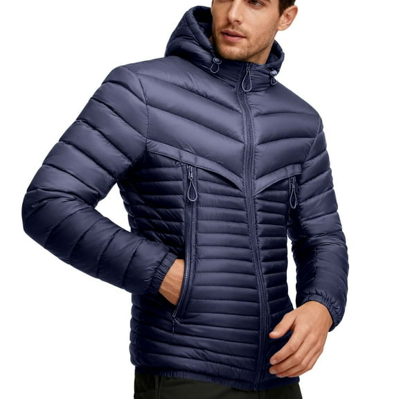 Jackets For Men Sevevn Men's Lightweight Winter Jackets Warm Puffer Jacket Quilted Winter Coat with Hood