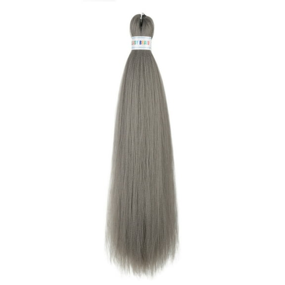 XmhyTop 3-Piece Pre-Stretched Braiding Hair, 26-Inch Straight Synthetic Hair Extensions for Braids, Hot Water Setting Twist Braid for Women, Gray
