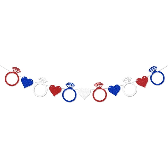 Diamond Ring and Love Garland - Red White and I Do 4th of July Bachelorette Party Decor, Independence Day Bridal Shower Decorations