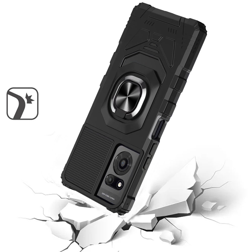 For TCL K24 Hybrid Dual Layer with 360° Rotate Magnetic Ring Stand Holder Kickstand TPU Rugged PC Shockproof Cover ,Xpm Phone Case [ Black ]