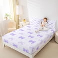 thumbnail image 4 of Erosebridal Dreamy Purple Bow Queen Sheet Sets for Girls, Cartoon Love Heart Bed Set for Women, 4pcs, 4 of 6