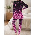 thumbnail image 5 of Starry Sakura Pajamas for Women Milk Silk Ultra Soft Sleepwear Long Sleeve Top and Pants Loungewear Set, 5 of 7
