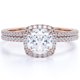 thumbnail image 1 of JeenMata Anillo Nupcial de Moissanita con Halo de Talla Cojín de 1,5 Quilates Engastado en Oro Rosa de 18 K sobre Plata para Mujer, 1 of 6