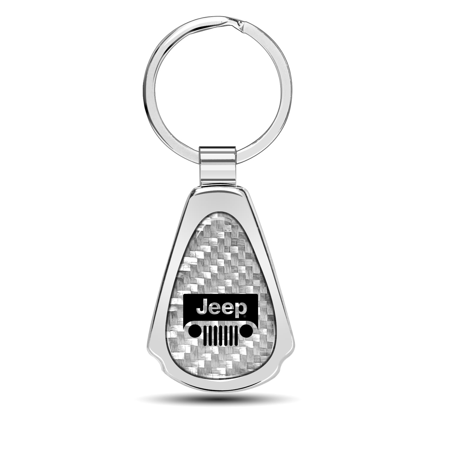 iPick Image for Jeep Cherokee Real Black Carbon Fiber Chrome Metal Teardrop Key Chain Key-Ring 