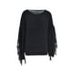 thumbnail image 4 of TRKIYQC Suéter de talla grande para mujer, suéter de punto con flecos de cuello redondo de manga larga de color sólido informal TRKIYQC moda, 4 of 5
