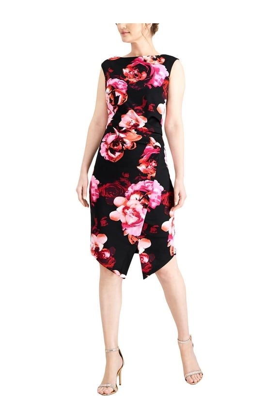 Womens Floral Print Office Wear to Work Dress