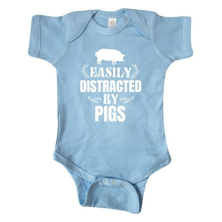 

Inktastic Easily Distracted by Pigs Gift Baby Boy or Baby Girl Bodysuit