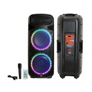 2 Mr Dj PSBAT6200 Dual 15 4000 Watt Max Power 3 Way Party Speaker with Built-In Bluetooth & Rechargeable Battery