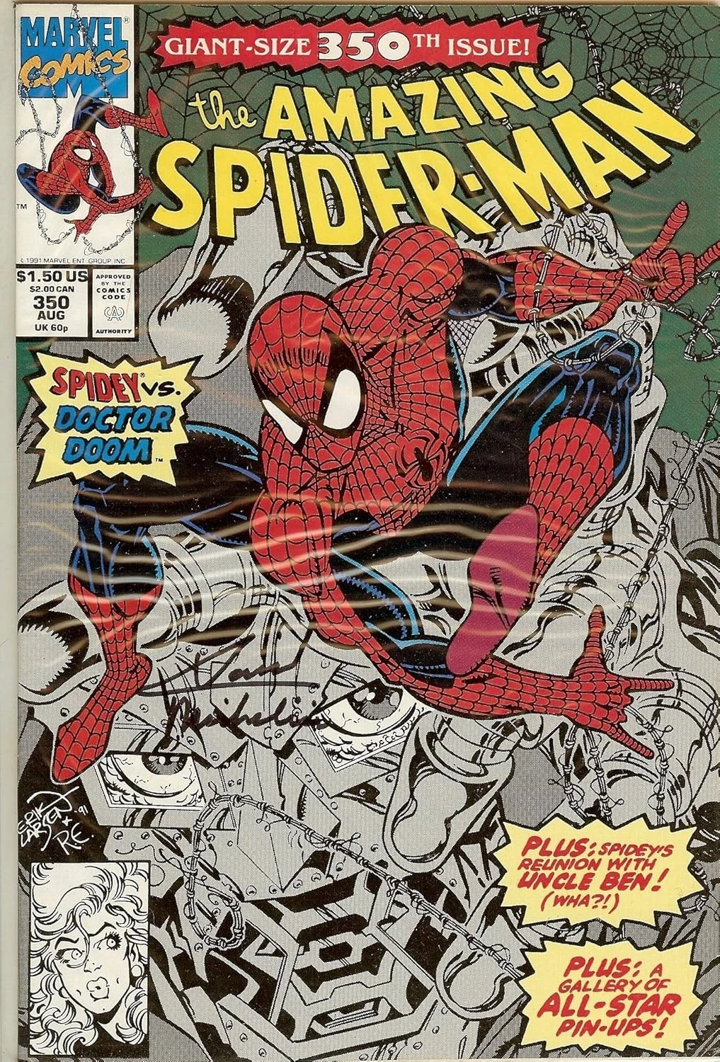 Amazing Spider-Man #350 Signed by David Michilinie VERY FINE
