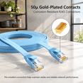 Cat6/cat6a Ethernet Cable 150ft Flat With Clips 10gbps Network Blue ...