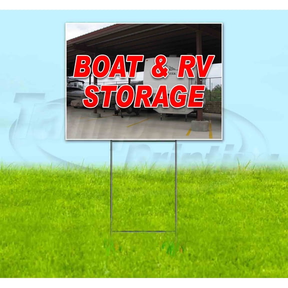 Boat & Rv Storage (18" x 24") Yard Sign, Includes Metal Step Stake