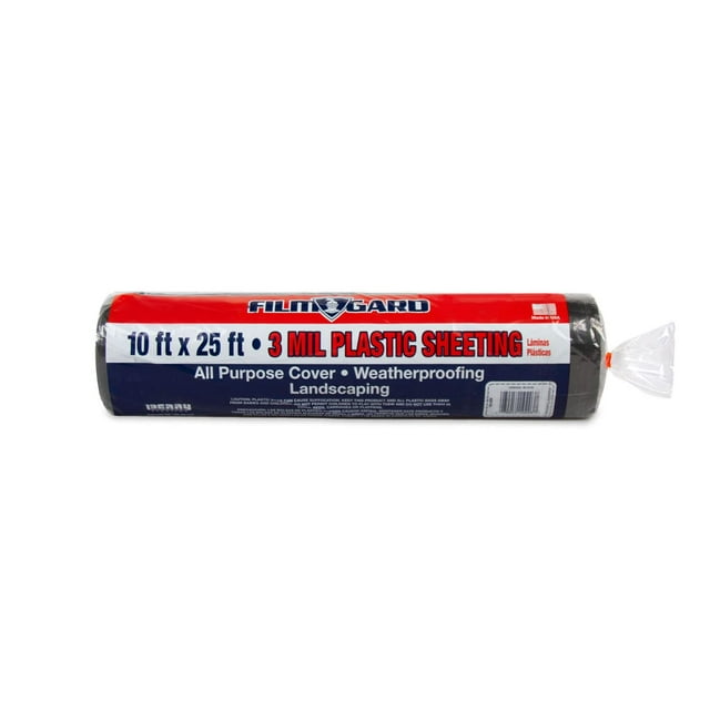 Lámina de plástico Film-Gard 626132, 3 mil, 3 mm x 7,6 m, negra