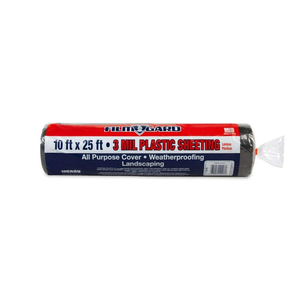Lámina de plástico Film-Gard 626132, 3 mil, 3 mm x 7,6 m, negra
