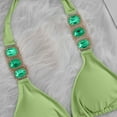 thumbnail image 4 of YTCAMLO 2 Piece Women's Rhinestone Swimsuits Trendy Halter String Bikini Sets High Cut Top High Waisted Bottoms Side Tie Bathing Suit, Mint Green M, 4 of 8