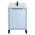 thumbnail image 2 of Fine Fixtures Opulence Collection 24 in. W x 18 in. D x 33 in. H Bathroom Vanity in Pastel Blue with White Carrara Sintered Stone Sink - Black hardware, 2 of 8