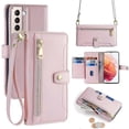 thumbnail image 1 of For Samsung Galaxy S21 4G/S21 5G Case PU Leather Cell Phone Cover with Zipper Pocket, 1 of 5