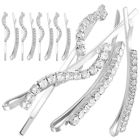 GAXIRE Rhinestone Bobby Pins 12 Pcs for Women and Girls, Sparkling Hair Clips for Daily Wear and Party Accessories