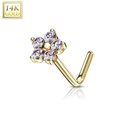 thumbnail image 3 of Nose Ring L-Bend with CZ Flower Top 14Kt Solid Gold 20g- Sold Each, 3 of 11