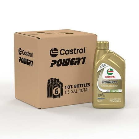 Castrol Power 1 4T 10W-40 Full Synthetic Motorcycle Oil, 1 Quart, Case of 6