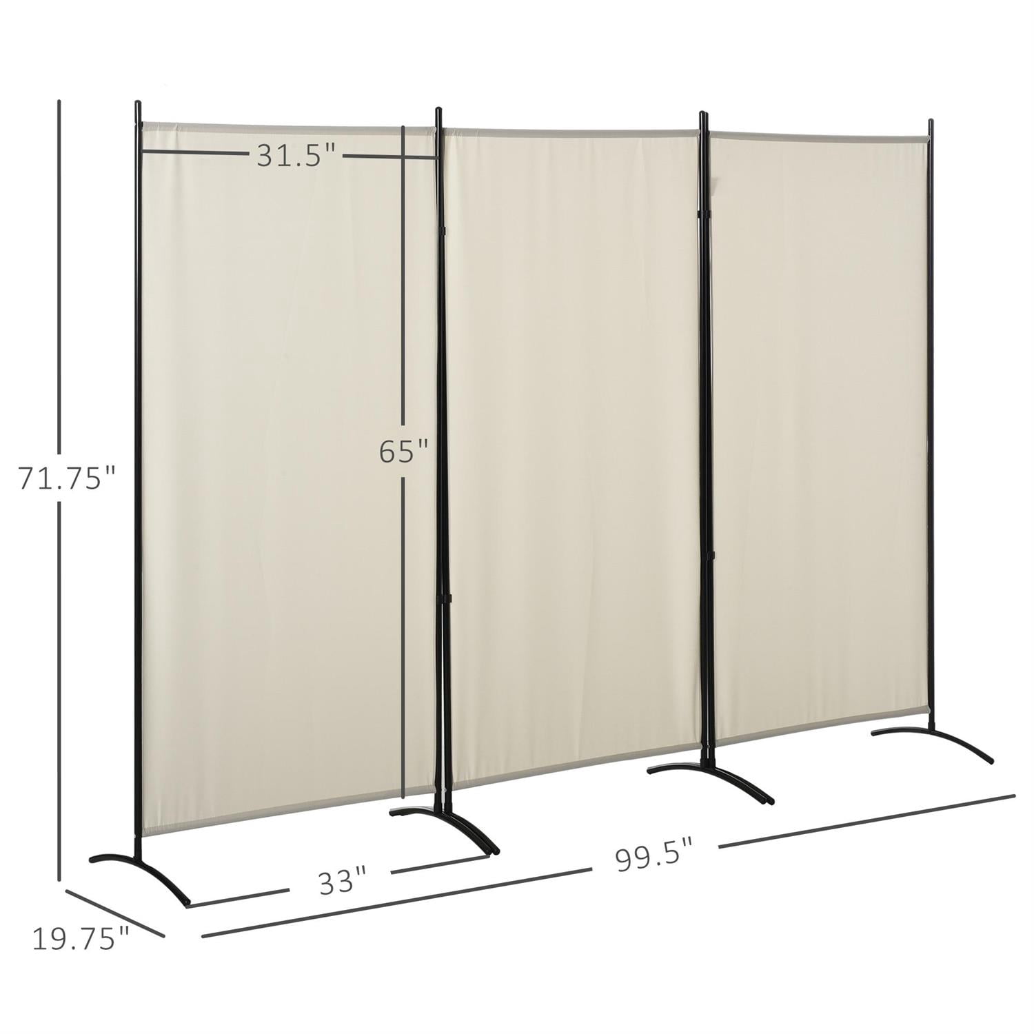 Demi Bonn 3 Panel Room Divider, 6' Indoor Privacy Screen for Home, Beige