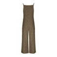 thumbnail image 4 of Women Casual Loose Jumpsuit Printed Pockets Sleeveless Back Strap Jumpsuit Khaki XXL, 4 of 5