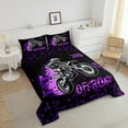 thumbnail image 4 of Erosebridal Dirt Bike Comforter Sets,Cool Motorcyclist Comforters & Duvets,Black Purple Bedroom Decor,Reversible,Breathable,2pcs, 4 of 7