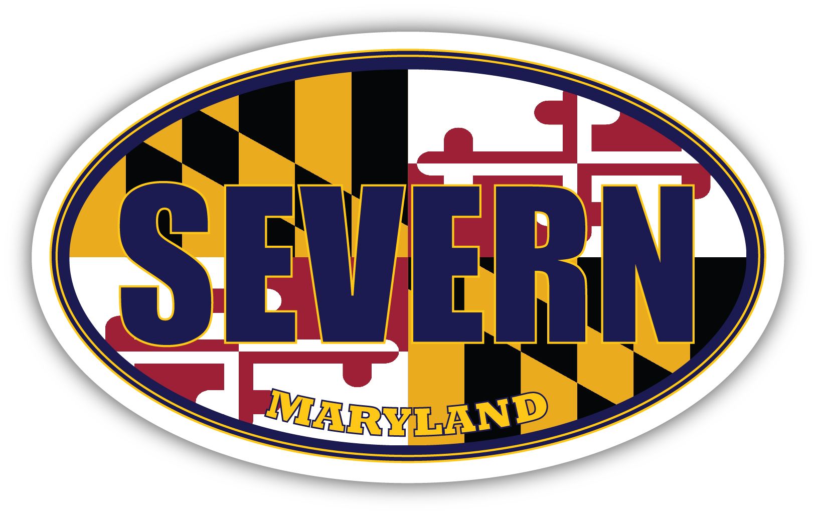 Severn City Maryland State Flag MD Flag Anne Arundel County Oval