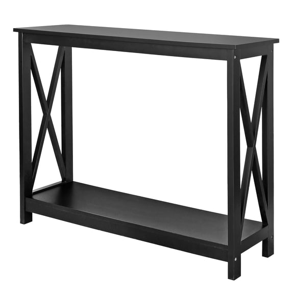 Sunshen Console Table , 2-Tier Narrow Sofa Side Table with Storage Shelf, Entrance Table for Hallway/Foyer/Living Room/Corridor/Office, Black
