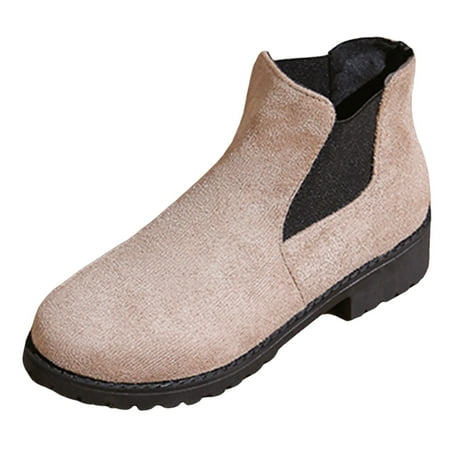 GHSOHS Boots for Women Western Boots Ankle Booties Shoes Dress Boots Women Fall Winter Suede Round Toe Elastic Sleeve Low Heel Single Boots Bare Boots Cowgirl Boots Rain Boots Comfort Booties Size 37