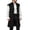 Black, variant on Atkumj Medieval Vest for Men Trendy Solid Color Long Waistcoat Vintage Stand Collar Front Patch Pockets Button Down Sleeveless Vest