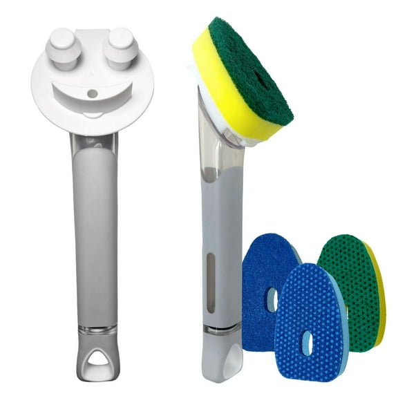 Smilyeez Dishwand Cleaning Kit with (1) Smiling Handle, (1) Smilyeez Dishwand, (4) Variety of Sponges and (1) Reusable Clip