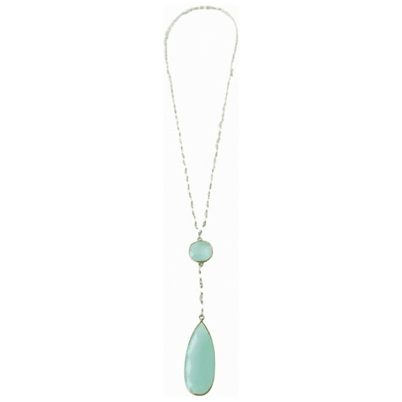 Double Diana Denmark Necklace in Chalcedony with Chalcedony Drop